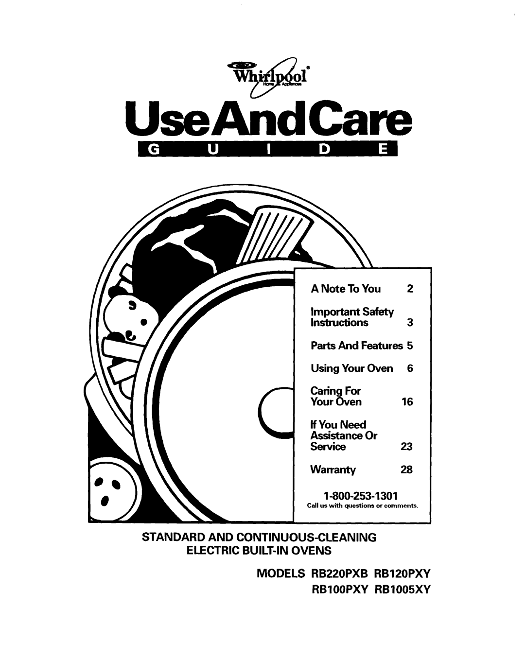 Whirlpool important safety instructions Models RB220PXB RB120PXY Rbioopxy RB1005XY 