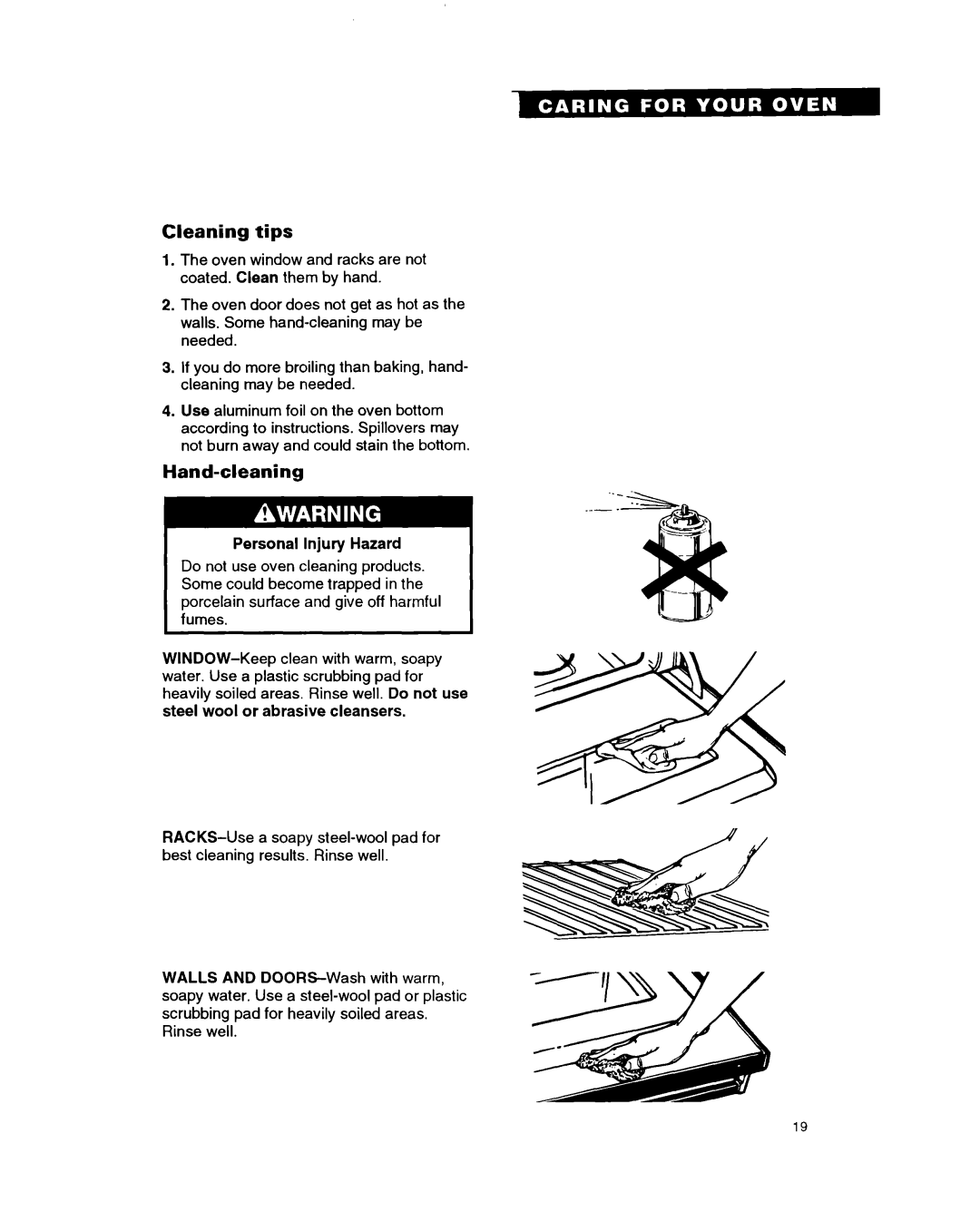 Whirlpool RB220PXB important safety instructions Cleaning tips, Hand-cleaning 