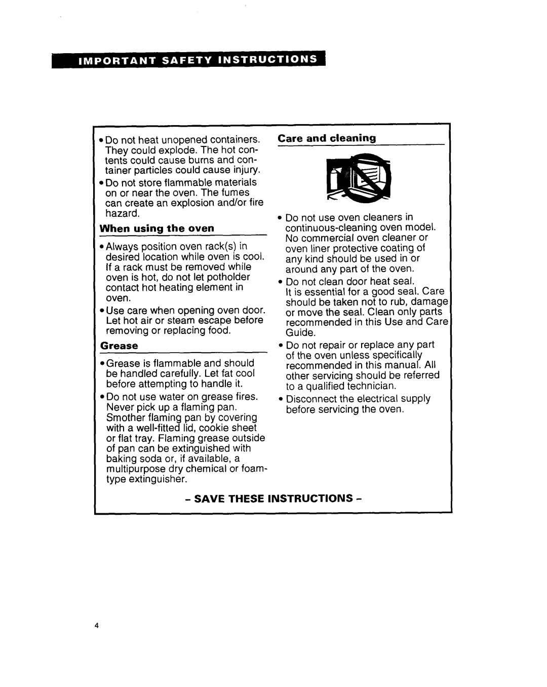 Whirlpool RB220PXB important safety instructions 