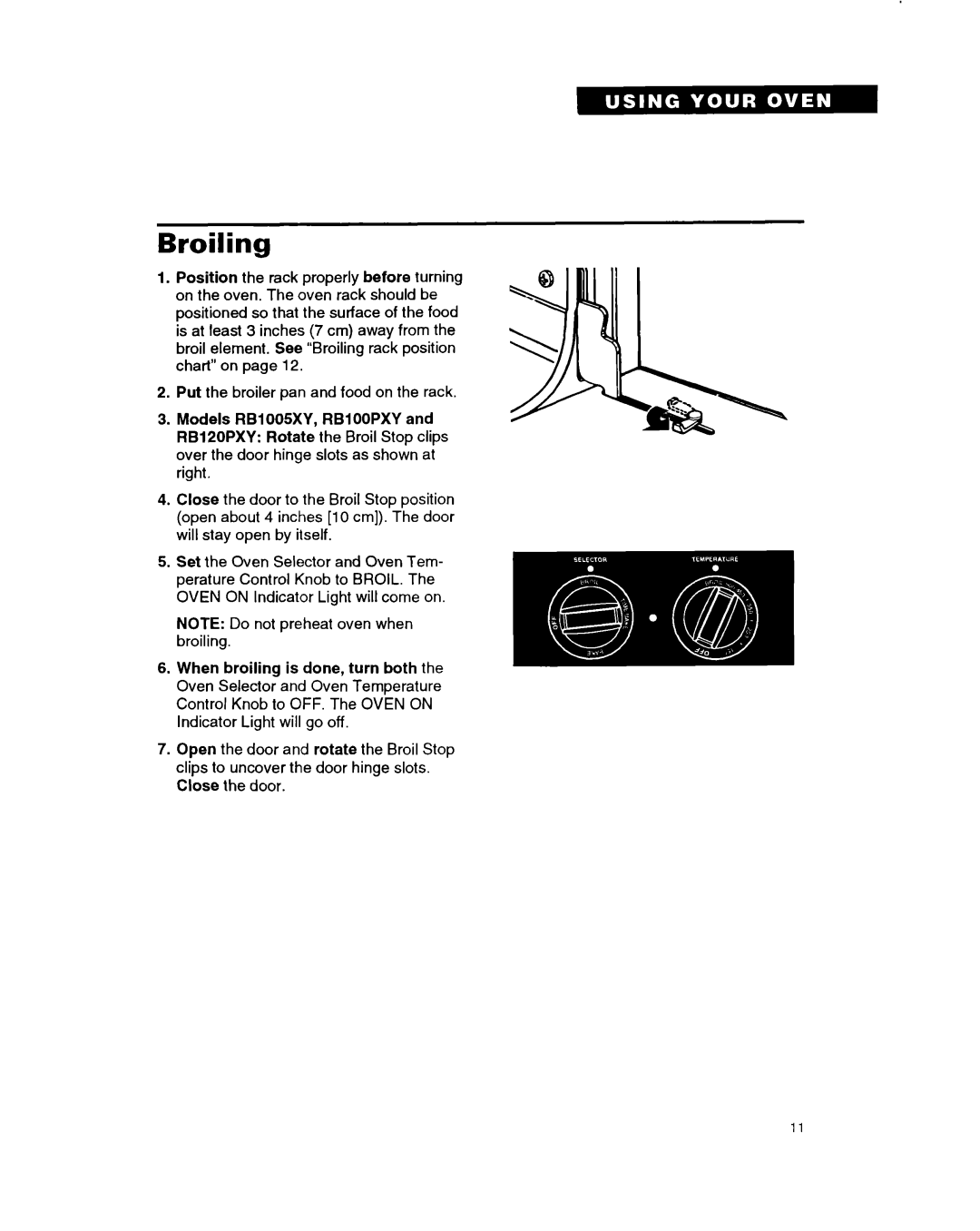 Whirlpool RB220PXB important safety instructions Broiling 