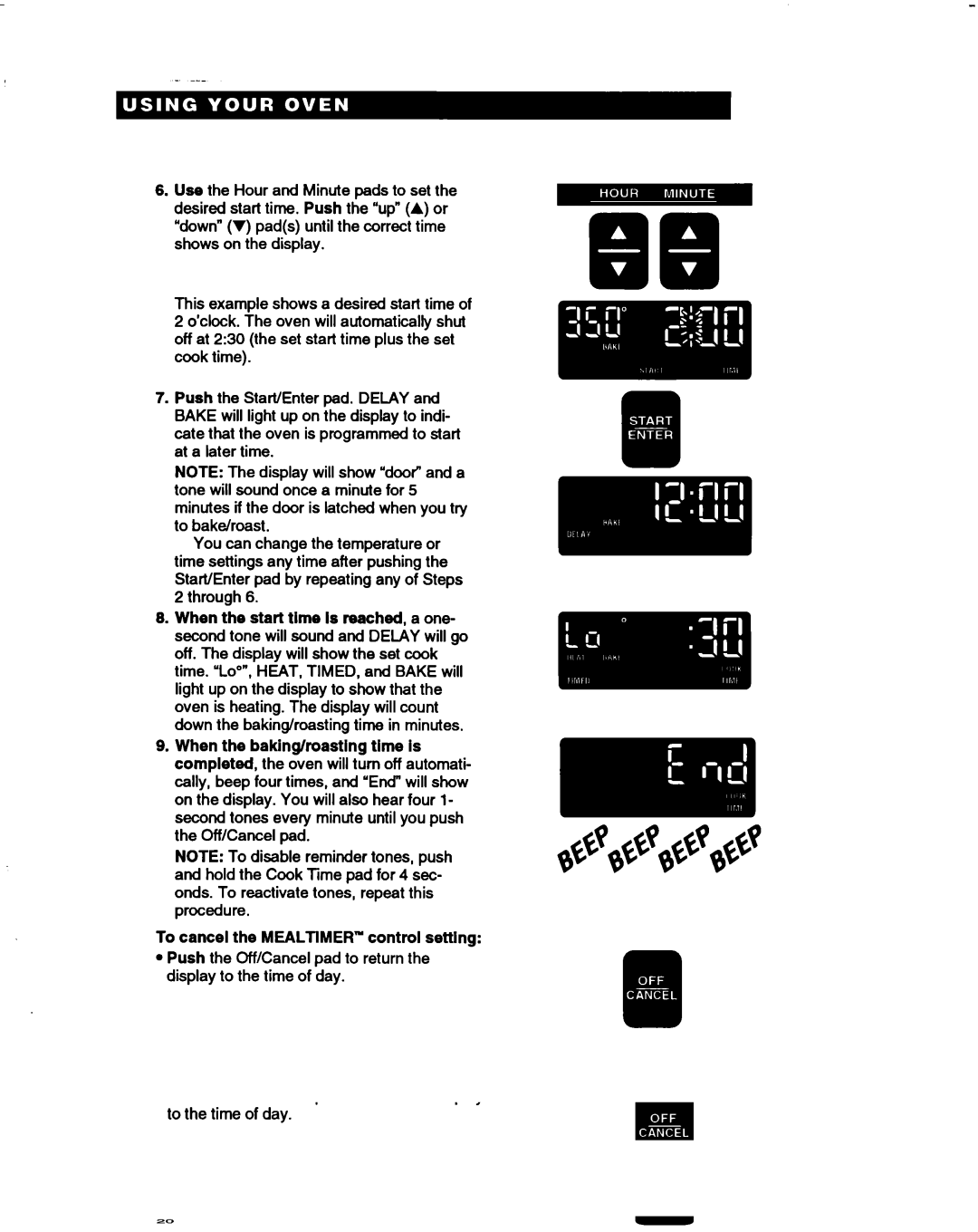 Whirlpool RB170PXB, RB260PXB, RB770PXB, RB270PXB, RB760PXB, RB16 PXB warranty To cancel the MEALTIMER’ control settlng 