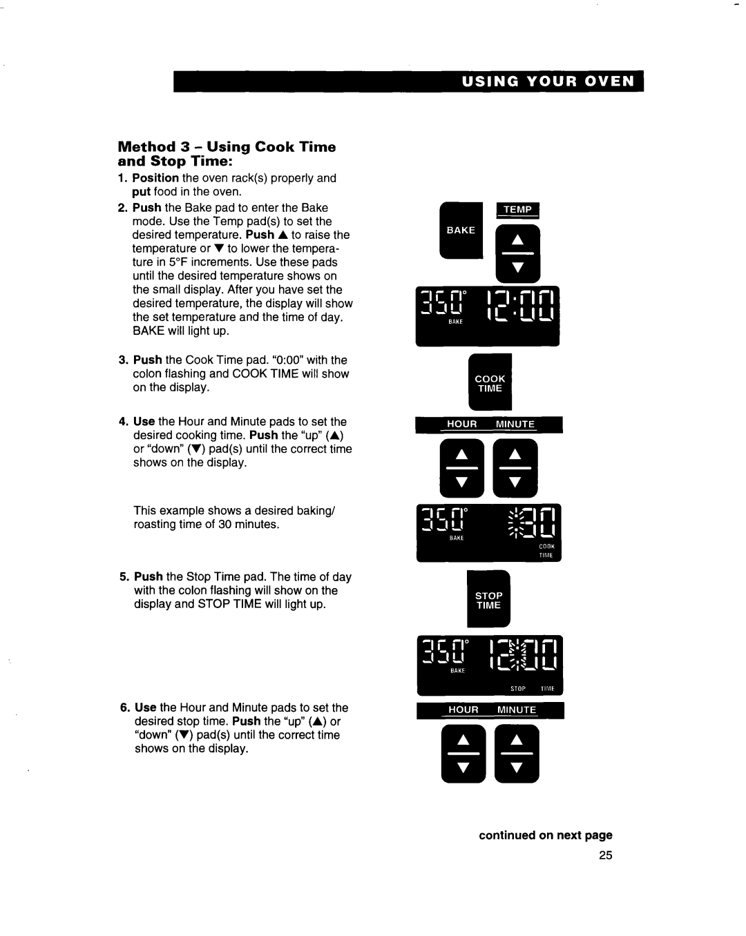 Whirlpool RB770PXB, RB260PXB, RB270PXB, RB760PXB, RB170PXB, RB16 PXB warranty Method 3 Using Cook Time Stop Time 