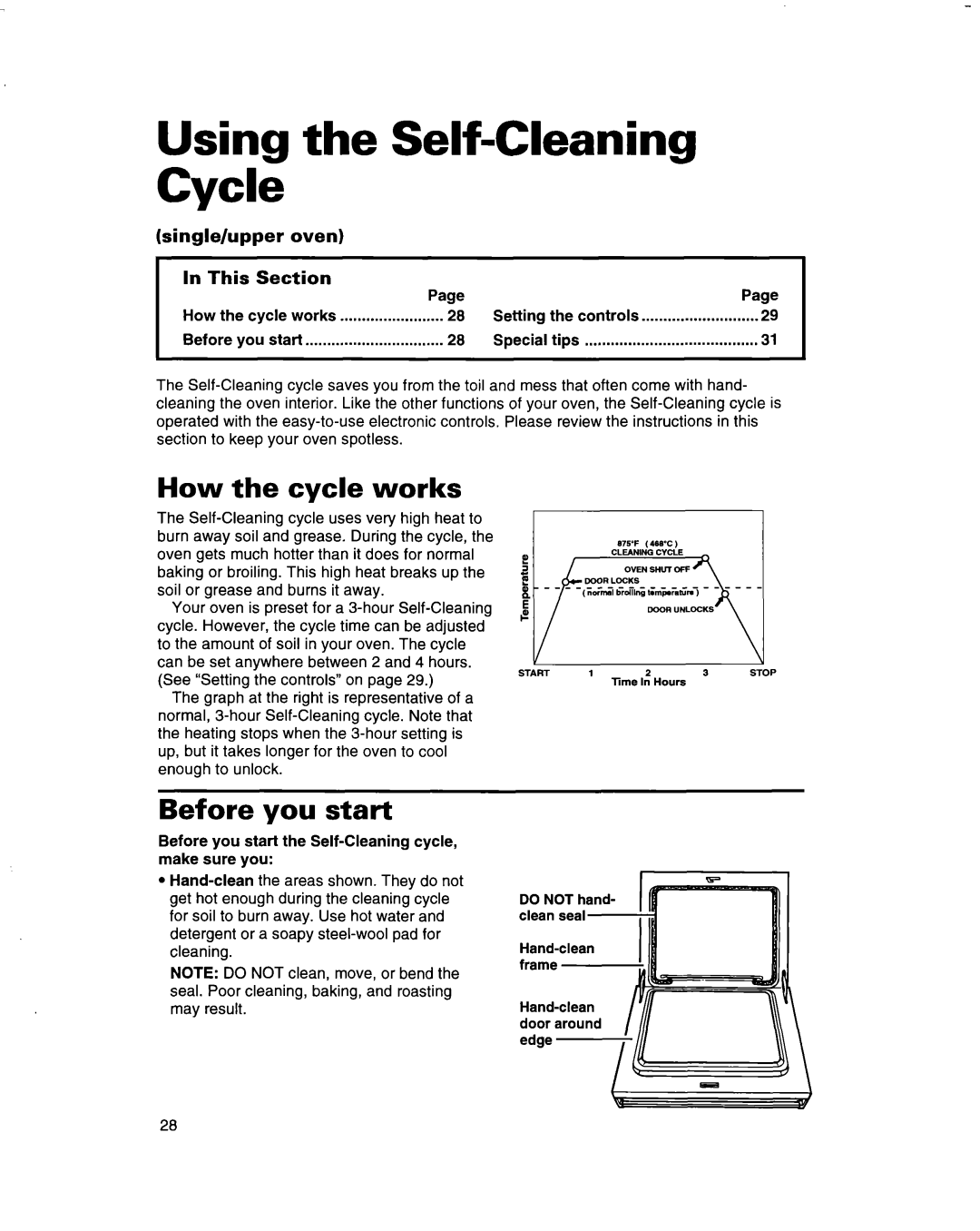 Whirlpool RB170PXB Using the Self-Cleaning Cycle, How Cycle Works, Before you start, Single/upper oven This Section 