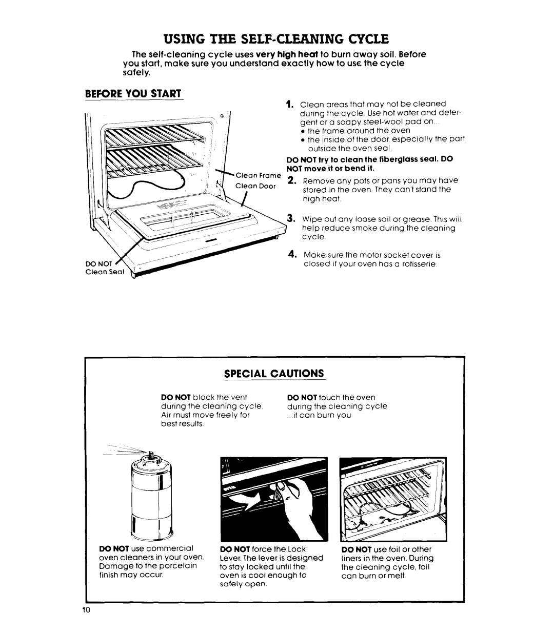 Whirlpool RB260PXK warranty Using the SELF-CLEANING Cycle, Before YOU Start, Special Cautions 