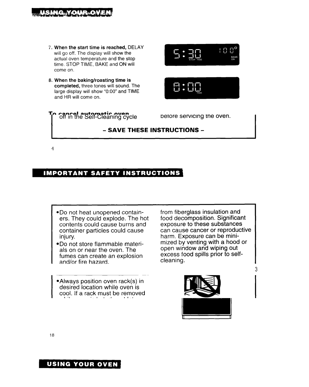 Whirlpool RB262PXA important safety instructions Oven vent, To cancel automatic oven control settings 