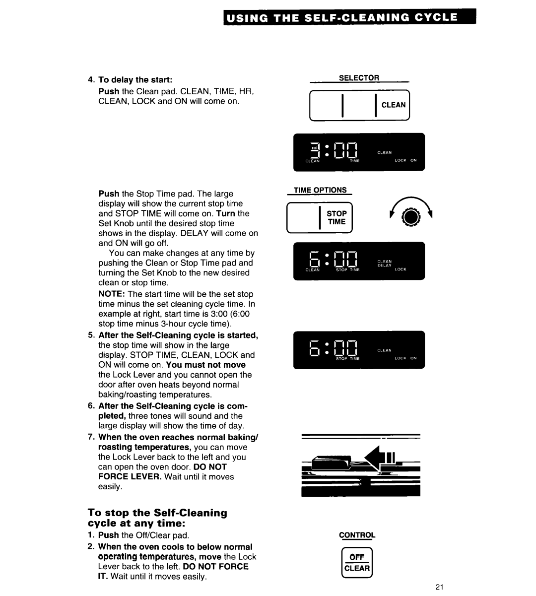 Whirlpool RB262PXA important safety instructions IcLEANI, To stop the Self-Cleaning cycle at any time 