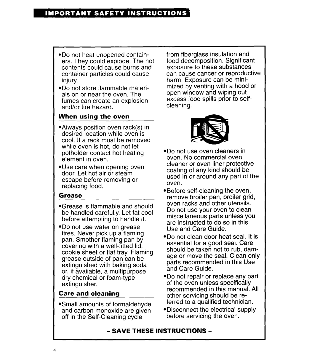 Whirlpool RB262PXA important safety instructions When using the oven 