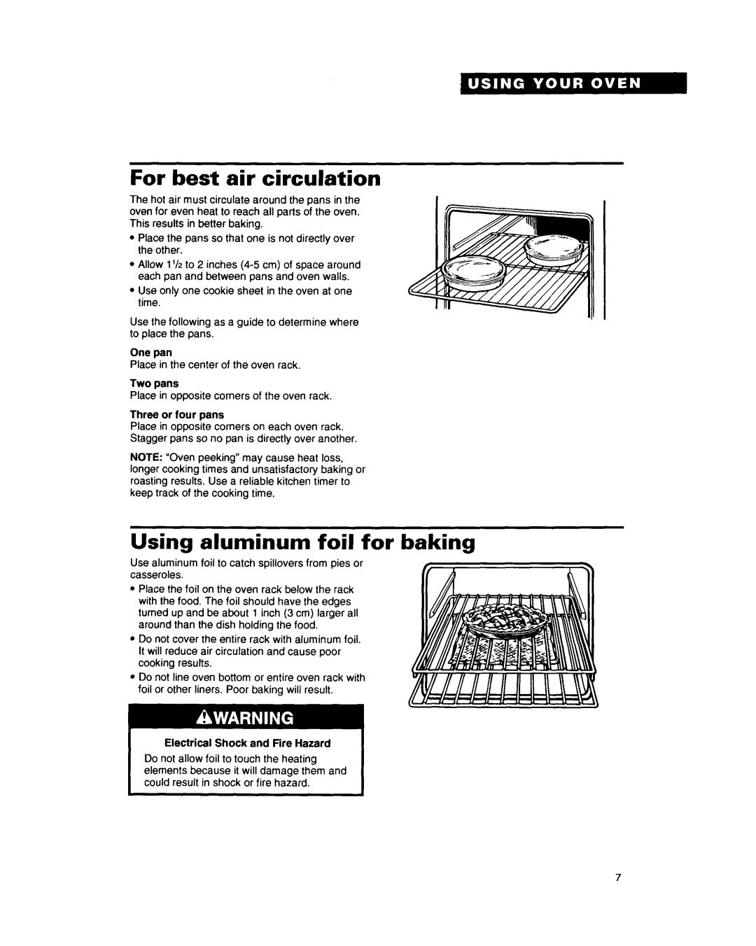 Whirlpool RB262PXY warranty For best air circulation, Using aluminum foil for 