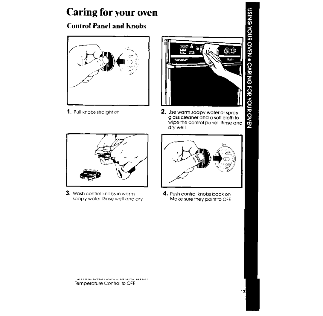 Whirlpool RB265PXK manual Caring for your oven, Control Panel and Knobs 