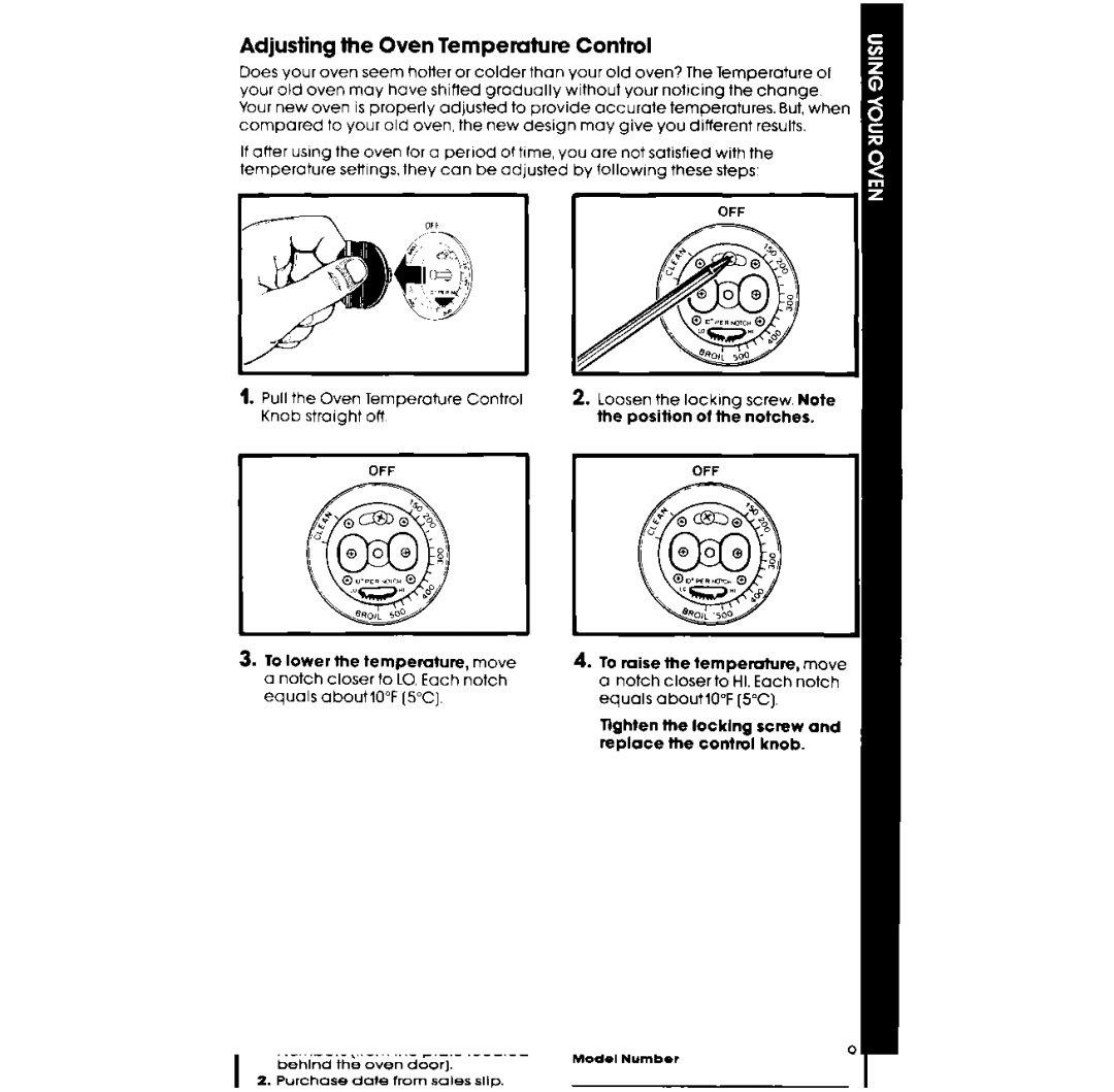 Whirlpool RB265PXK manual Temperature Control 