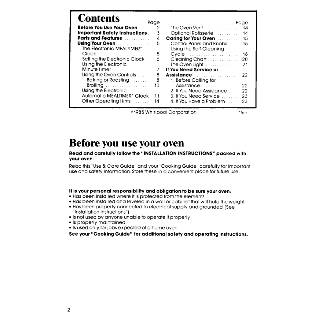 Whirlpool RB265PXK manual Before you use your oven, Contents 