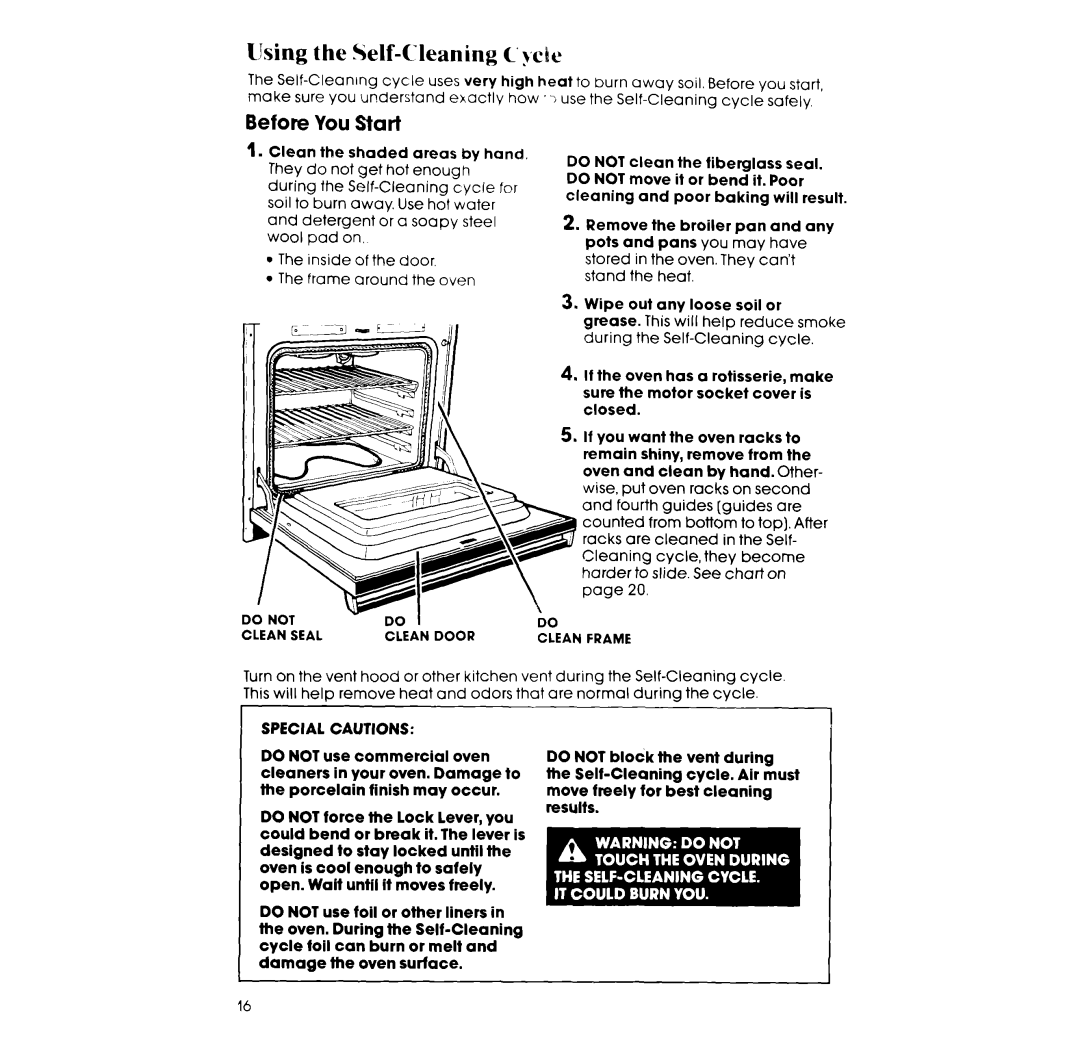 Whirlpool RB266PXV, RB265PXV manual Lising the Self-Cleaning c‘,xLe, Before You Start 