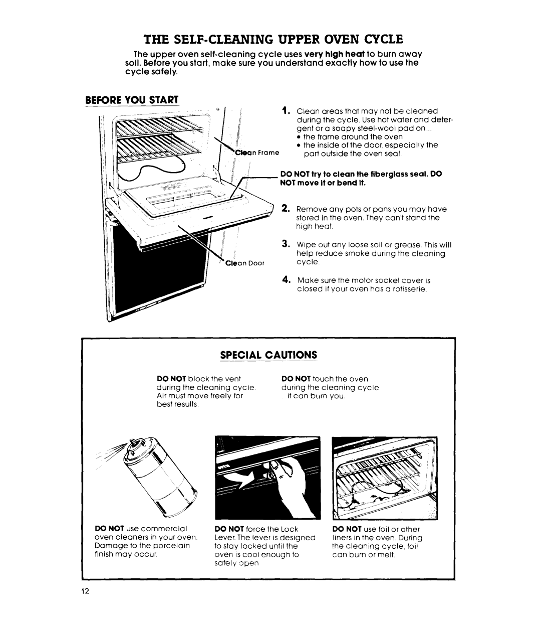 Whirlpool RB270PXK manual SELF-CLEANING Upper Oven Cycle, Before YOU Start, Special Cautions 