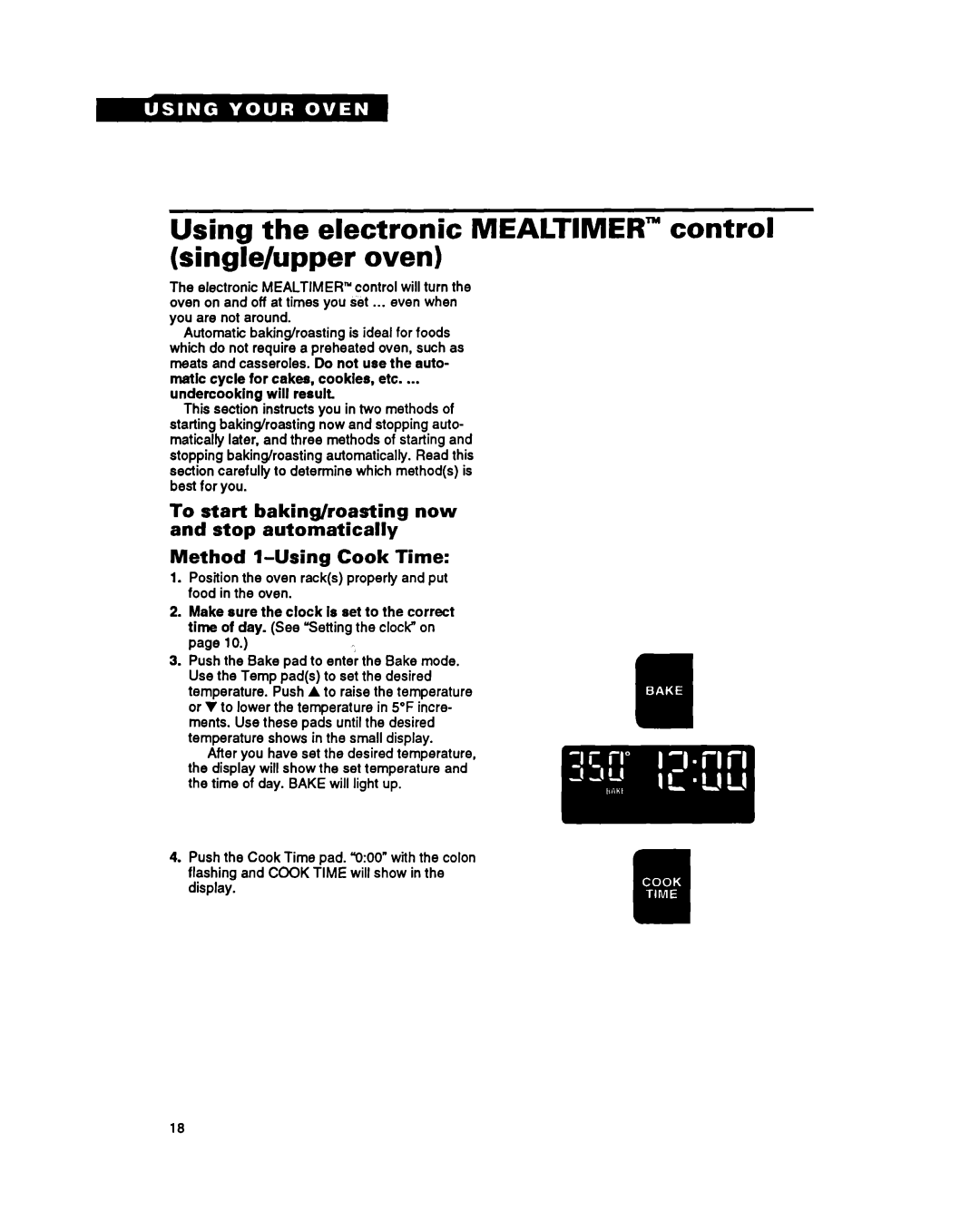 Whirlpool RB270PXY, RB760PXY, RB17OPXY, RB260PXY, RB770PXY, RBIGOPXY Using the electronic Mealtimer control Single/upper oven 