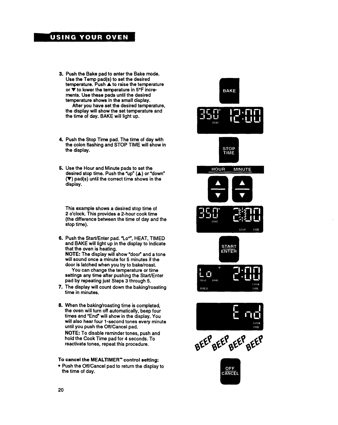 Whirlpool RB17OPXY, RB270PXY, RB760PXY, RB260PXY, RB770PXY warranty Display will count down the baking/roasting time in minutes 