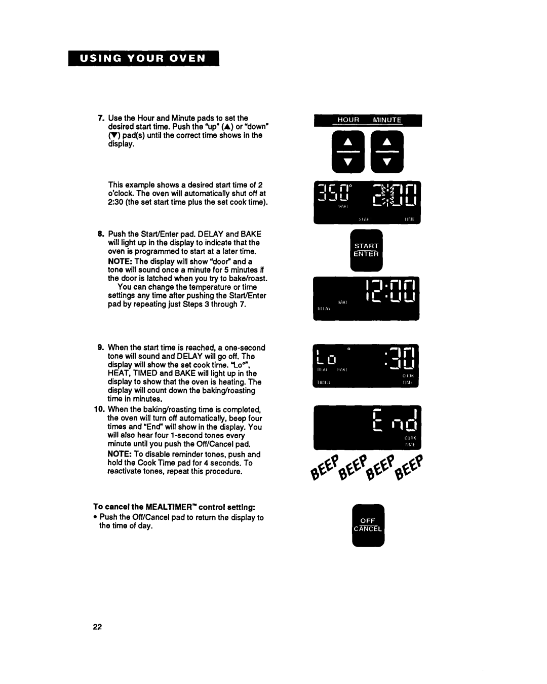 Whirlpool RB770PXY, RB270PXY, RB760PXY, RB17OPXY, RB260PXY, RBIGOPXY warranty Pads until the correct time shows in the display 