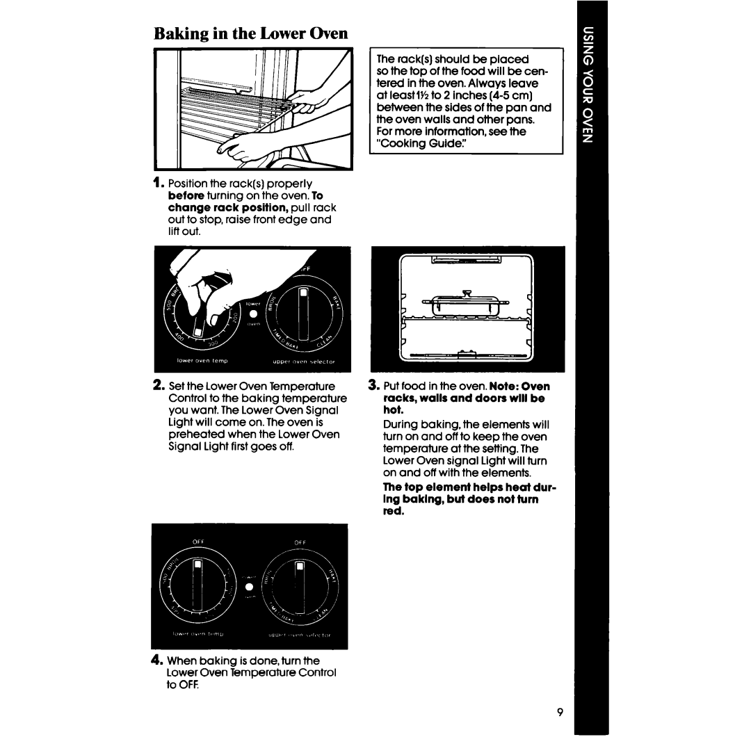 Whirlpool RB275PXK manual Baking in the Lower Oven 