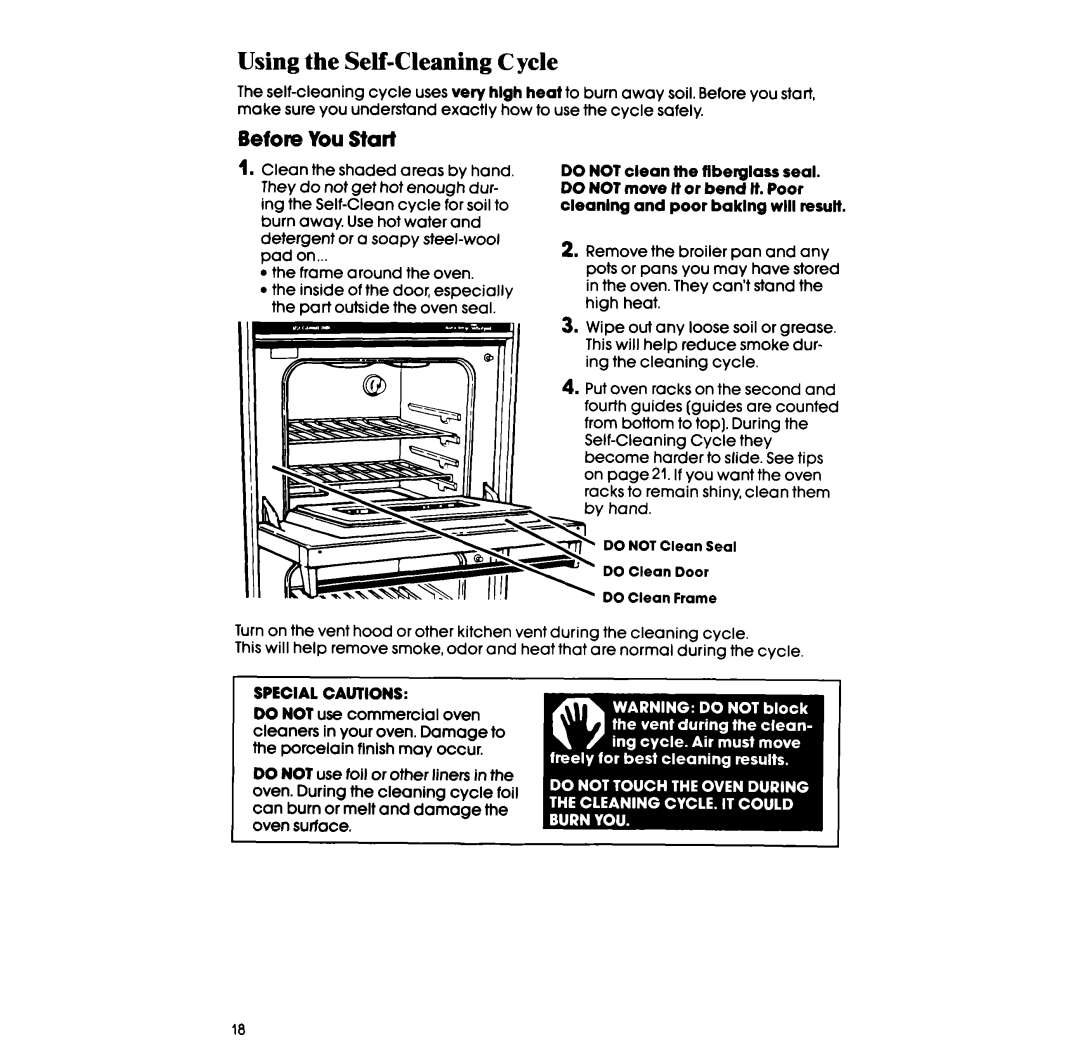Whirlpool RB275PXK manual Using the Self-CleaningCycle, Before You Start 