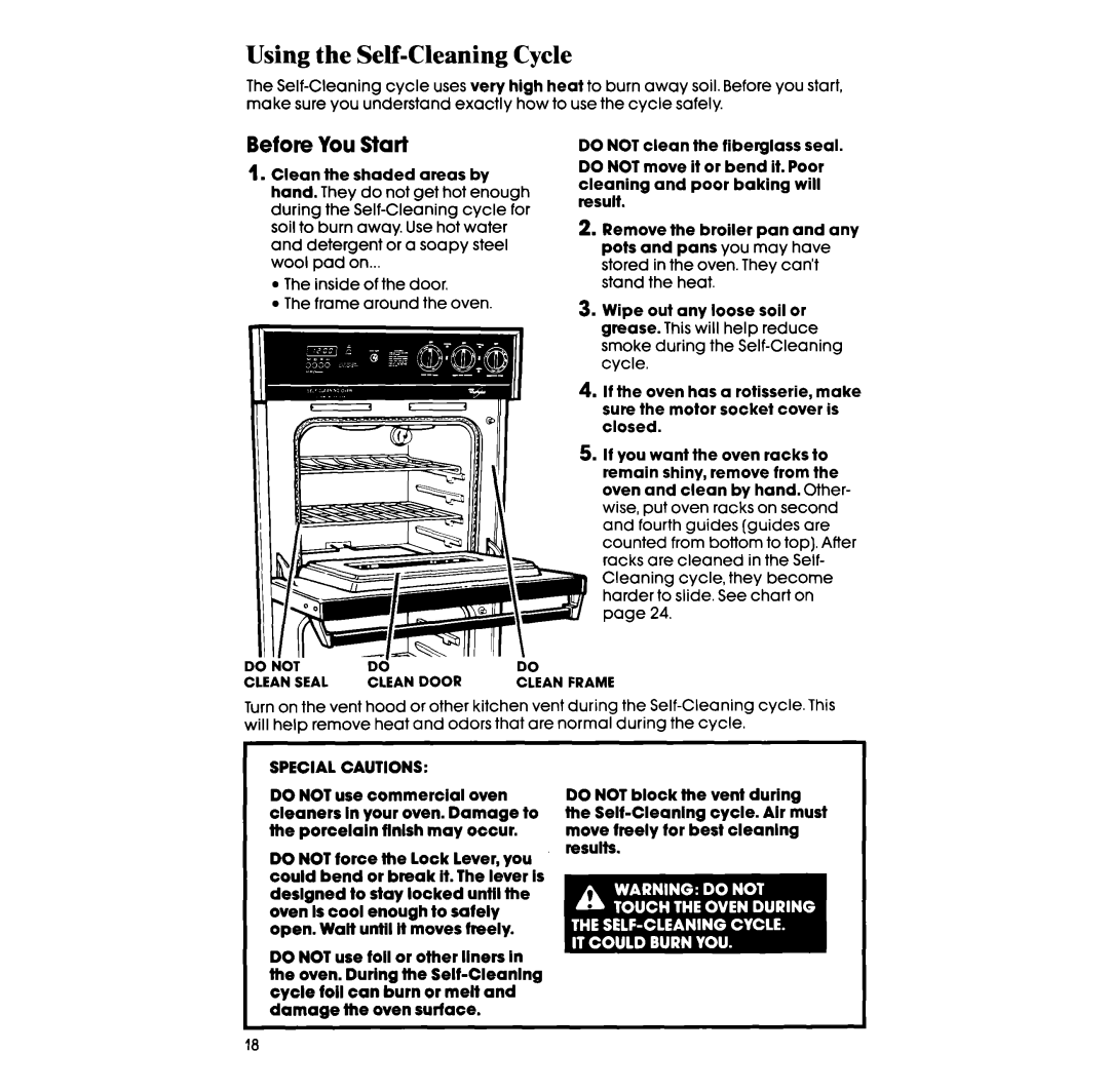 Whirlpool RB275PXV, RB276PXV manual Using the Self-Cleaning Cycle, Before You Start 