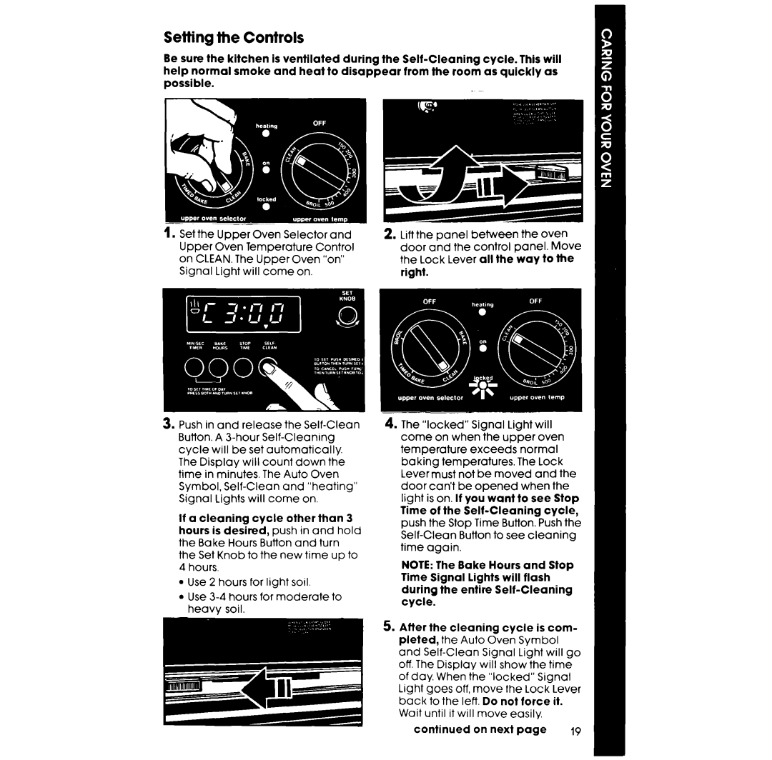 Whirlpool RB276PXV, RB275PXV manual Setting the Controls, On next 