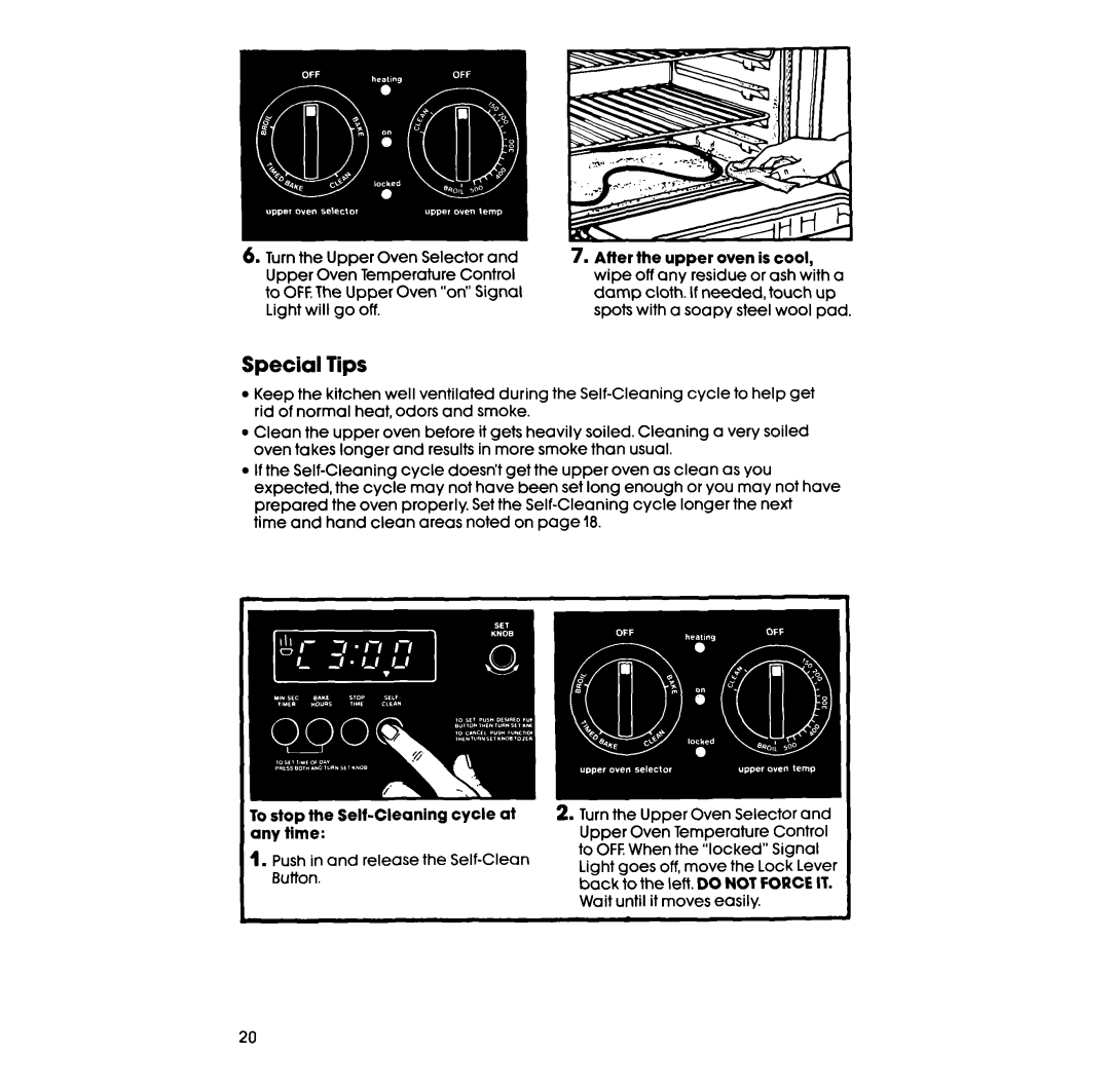 Whirlpool RB275PXV, RB276PXV manual Special Tips, After the upper oven is cool, To stop the Self-Cleaning Cycle at any time 