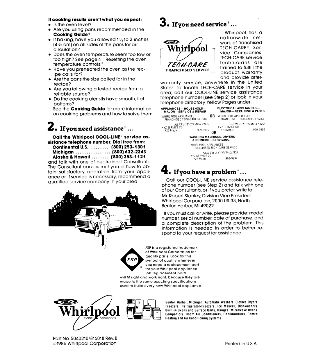 Whirlpool RB47OPXL manual 3l If you need service 