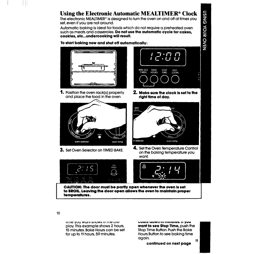 Whirlpool RB760PXT manual Using the Electronic Automatic MEALTIMER* Clock 