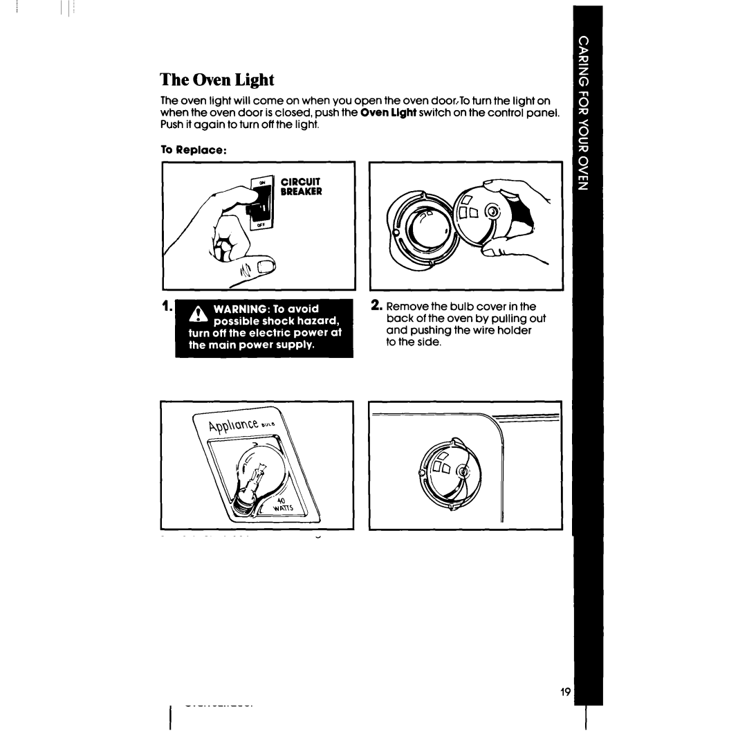 Whirlpool RB760PXT manual Oven Light 