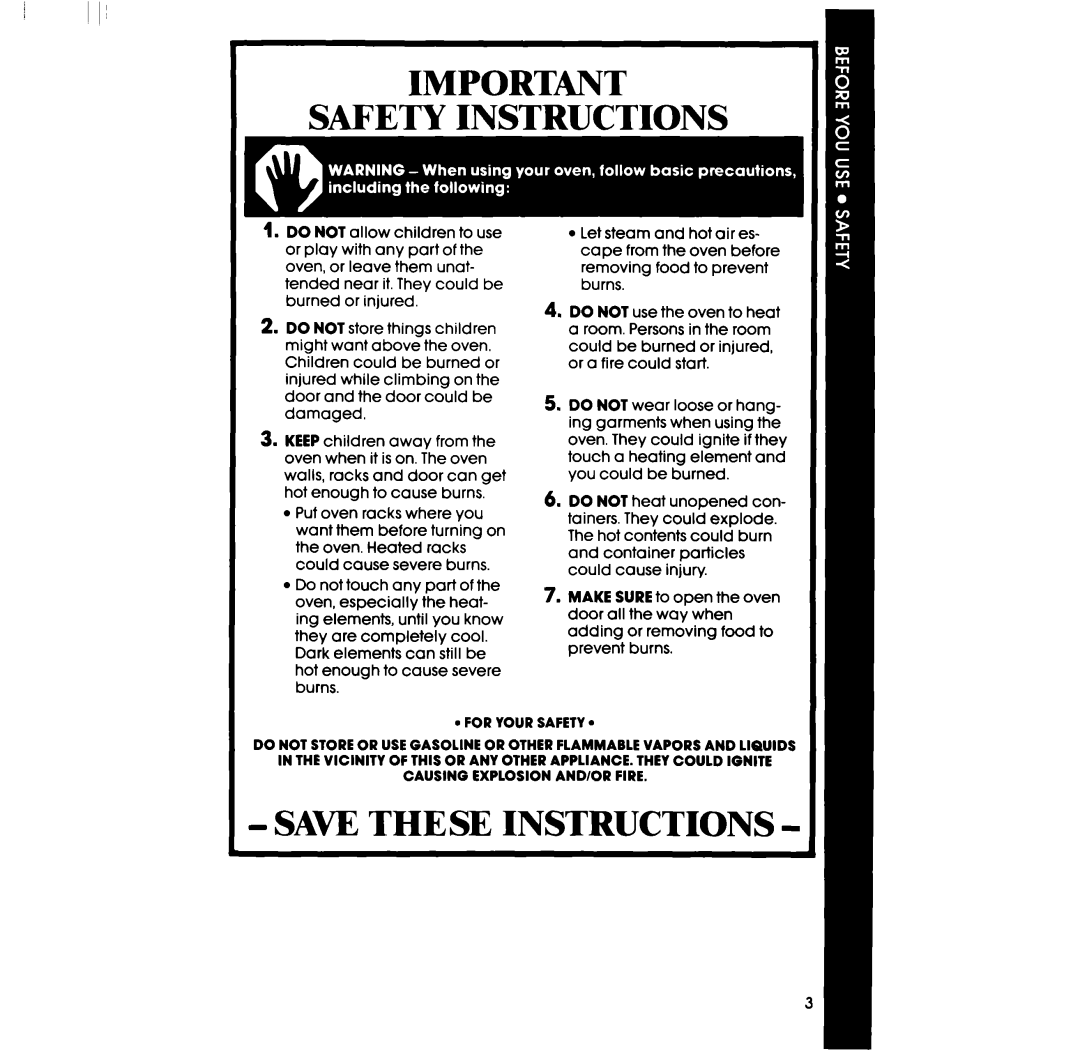 Whirlpool RB760PXT manual Safety Instructions 