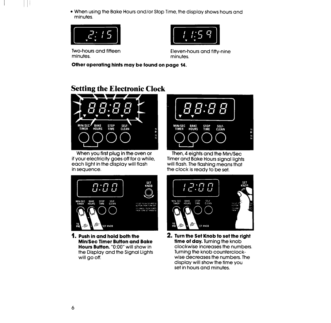 Whirlpool RB760PXT manual Setting the Electronic Clock 