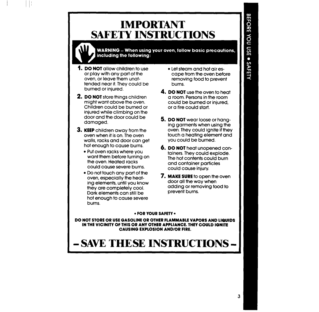 Whirlpool RB760PXT manual Safety Instructions, Save These Instructions 