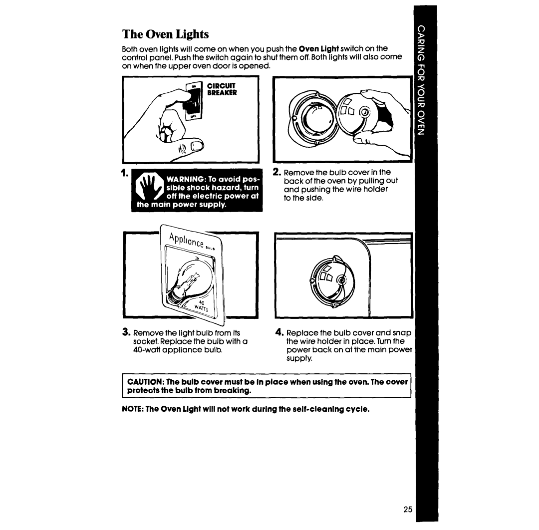 Whirlpool RB770PXT manual Oven Lights 