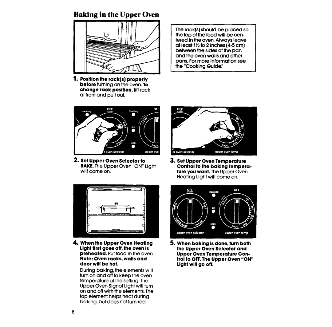 Whirlpool RB770PXT manual Baking in the Upper Oven 