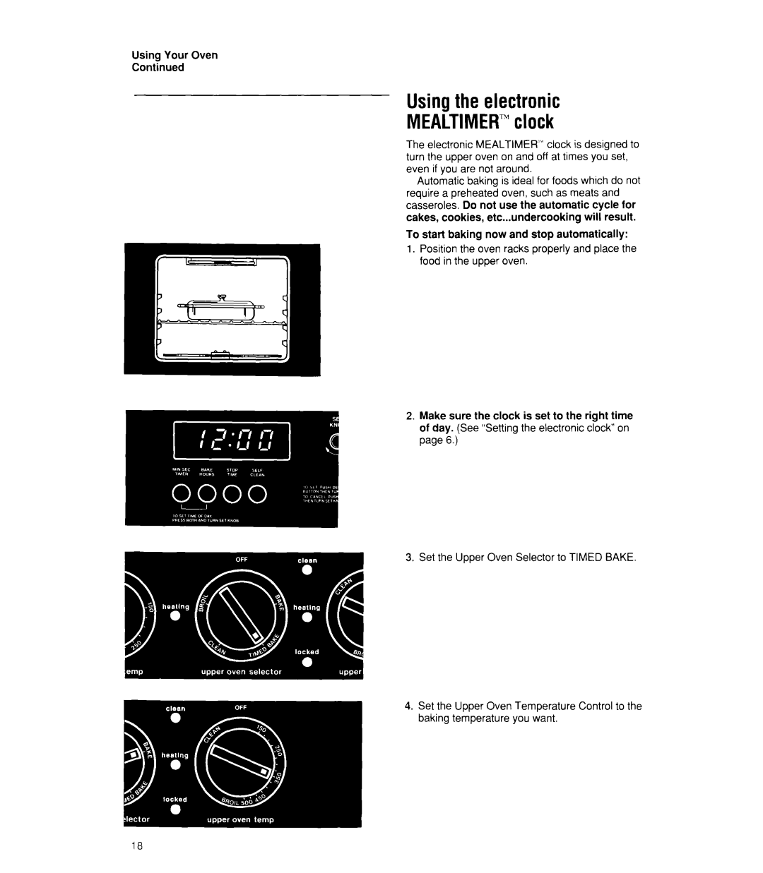 Whirlpool RB170PXX, RB770PXX, RB760PXX, RB160PXX manual Using the electronic MEALTIMER’clock 