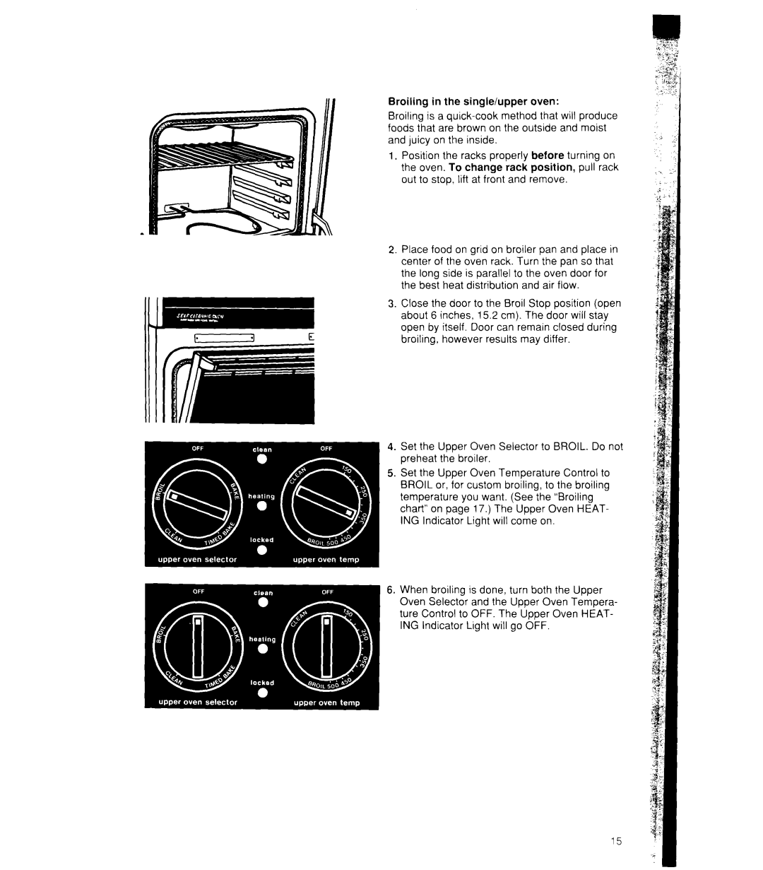 Whirlpool RB160PXX, RB770PXX, RB760PXX, RB170PXX manual Broiling in the single/upper oven 
