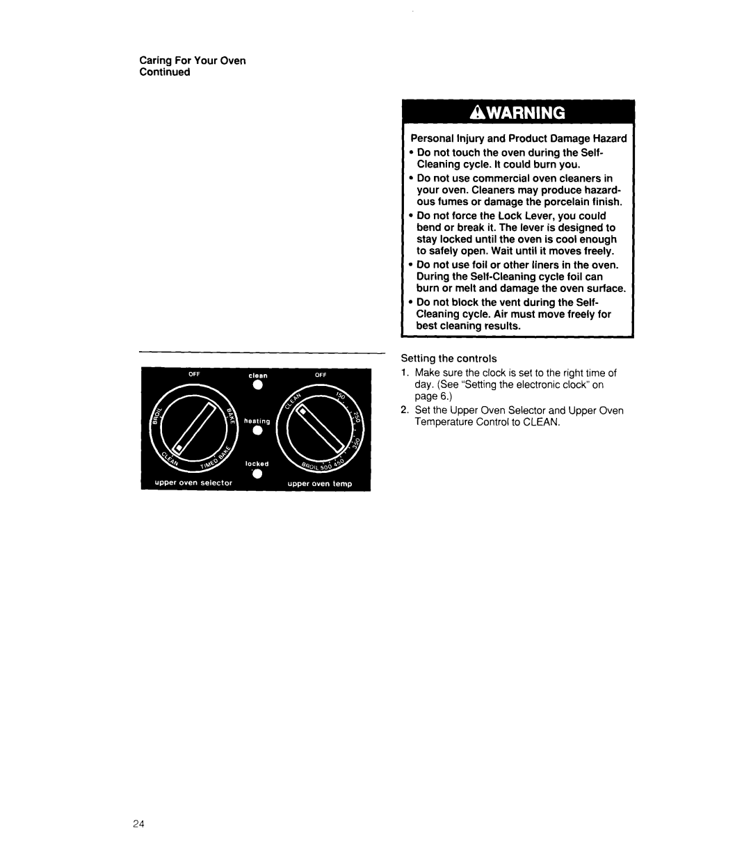 Whirlpool RB770PXX, RB760PXX, RB170PXX, RB160PXX manual Caring For Your Oven Continued 