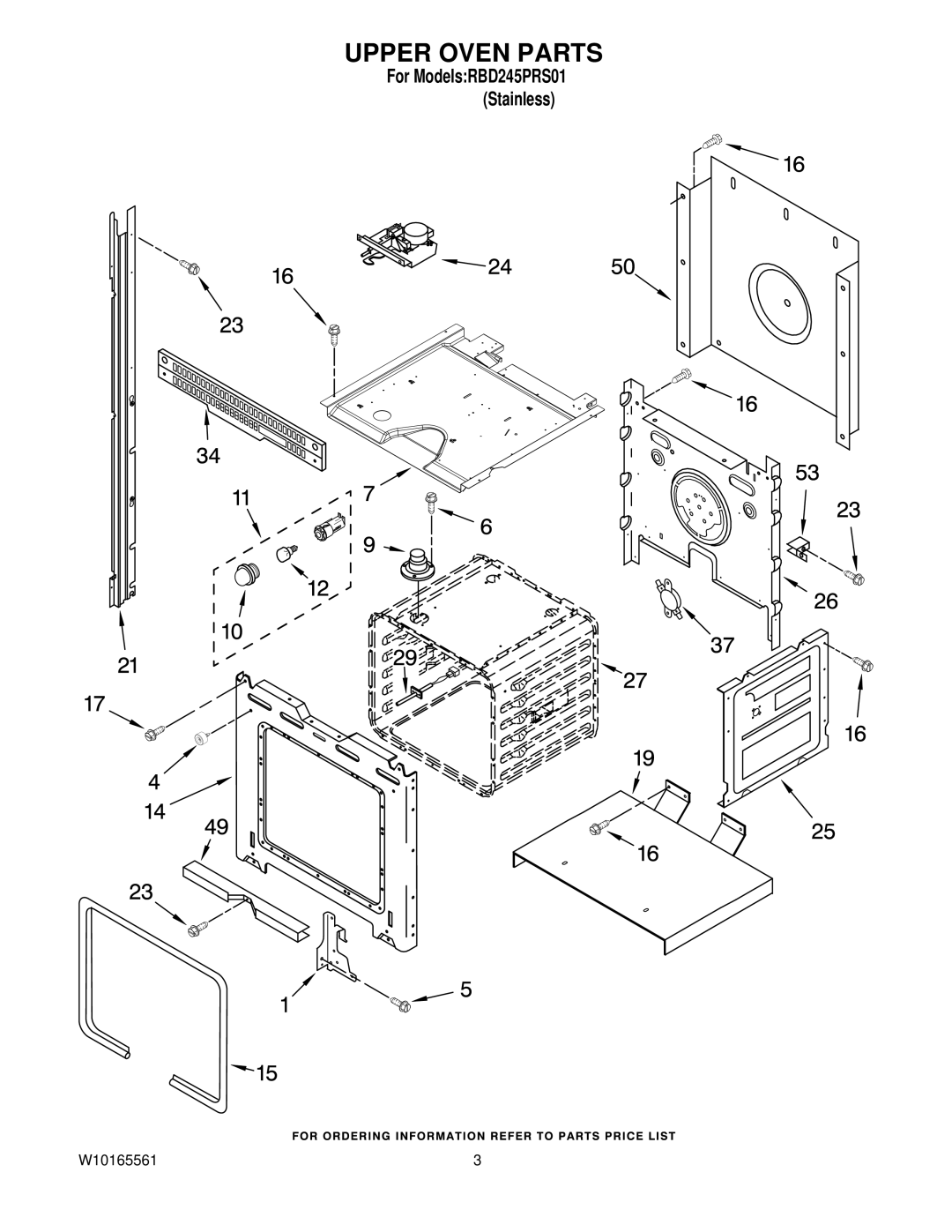 Whirlpool RBD245PRS01 manual Upper Oven Parts 