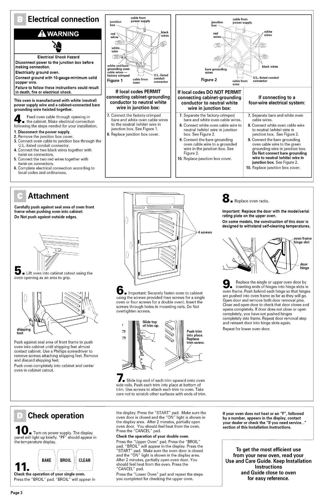 Whirlpool RBD306 manual Screws, Door hinge, Check the operation of your single oven 