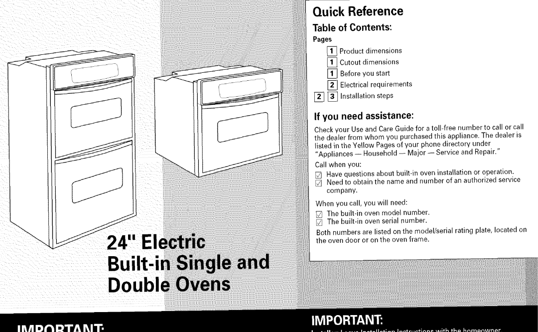 Whirlpool RBD306 manual Quick Reference, Table of Contents, If you need assistance 