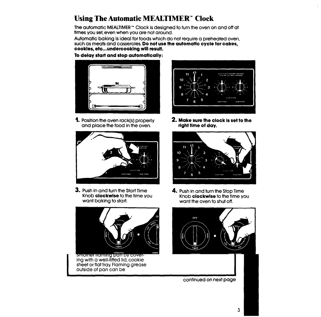 Whirlpool RBIOOPXV, RBIOOOXV manual Using The Automatic MEALTIMER’ Clock 