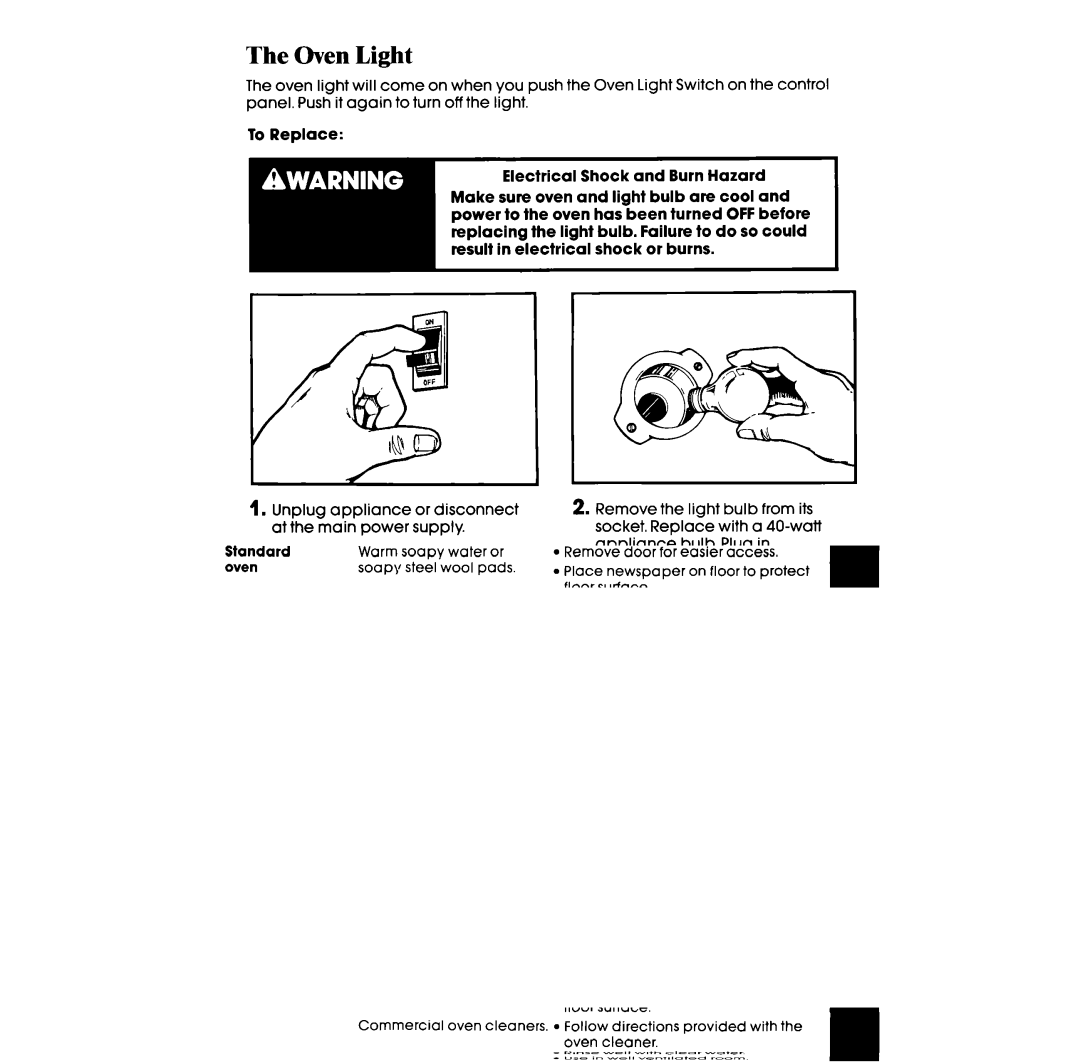 Whirlpool RBIOOPXV, RBIOOOXV manual Oven Light 