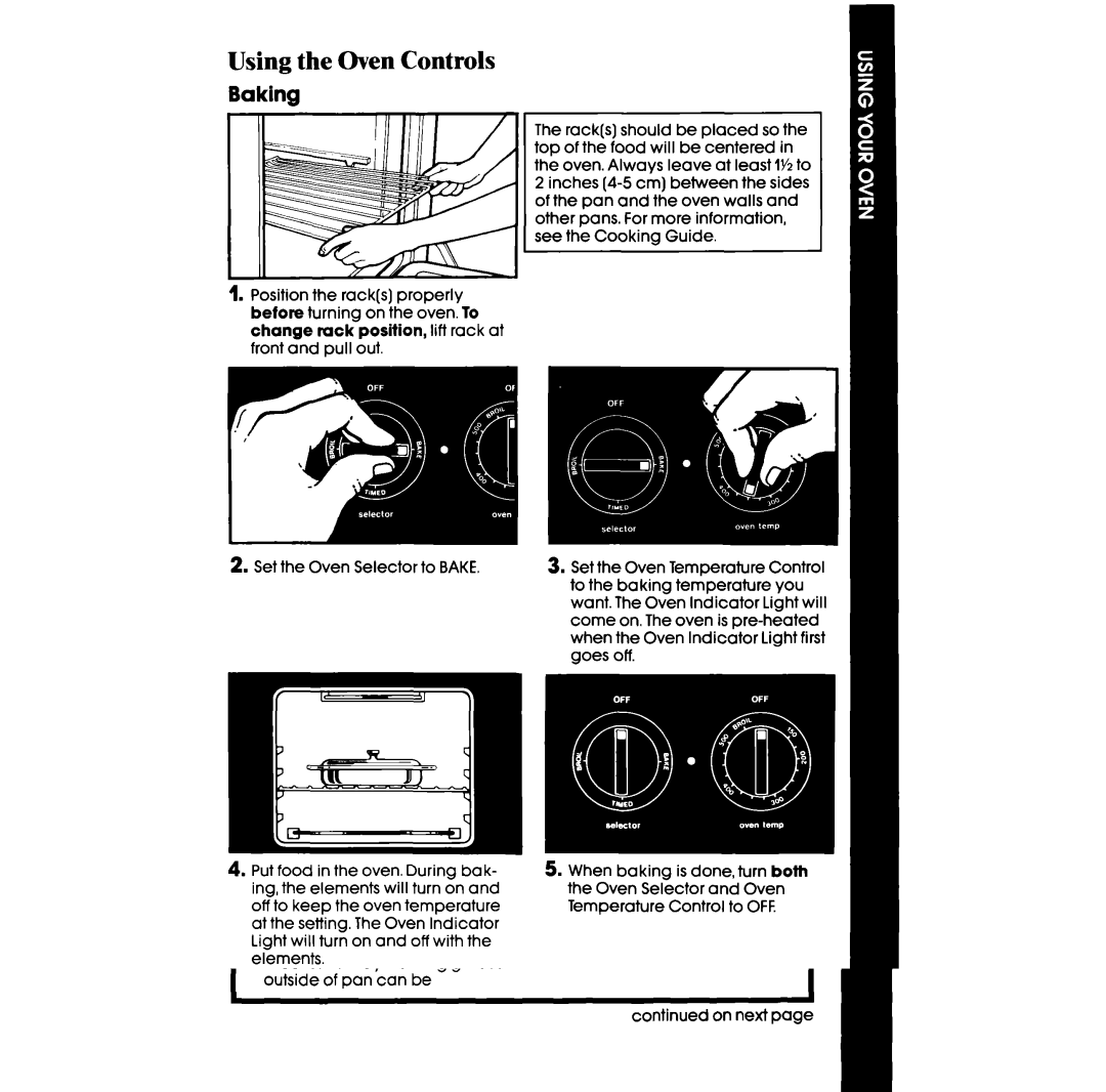 Whirlpool RBIOOOXV, RBIOOPXV manual Using the Oven Controls, Baking 