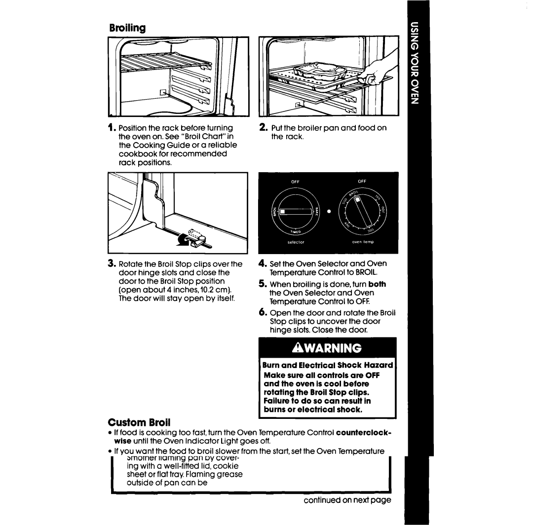 Whirlpool RBIOOOXV, RBIOOPXV manual Broiling, Custom Broil 