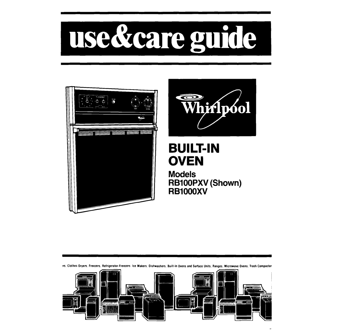 Whirlpool manual Built-In Oven, Models RBIOOPXV Shown RBIOOOXV 