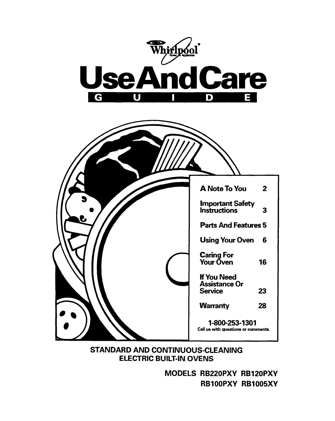 Whirlpool RBIZOPXY, RBIOOPXY, RBZZOPXY warranty Models Rbzzopxy Rbizopxy Rbioopxy RB1005XY 