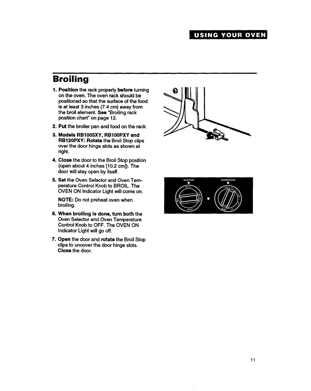 Whirlpool RBZZOPXY, RBIOOPXY, RBIZOPXY warranty Broiling 