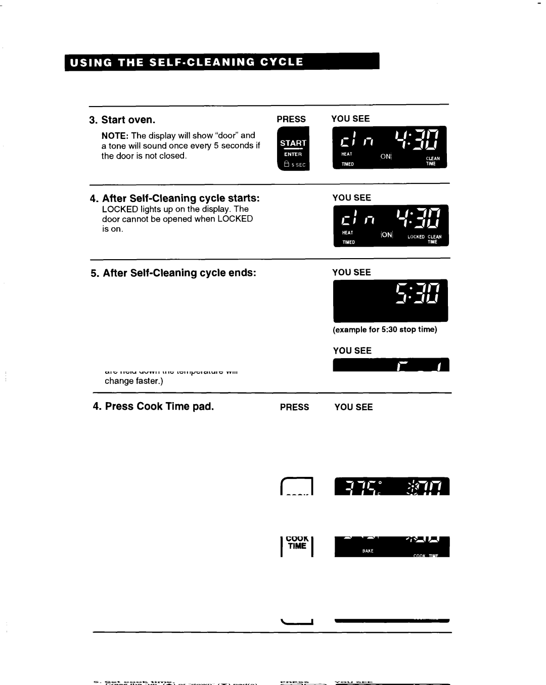 Whirlpool RBS270PD, RBS245PD, RBS305PD, RBS275PD, RBD275PD After Self-Cleaning cycle starts, After Self-Cleaning cycle ends 