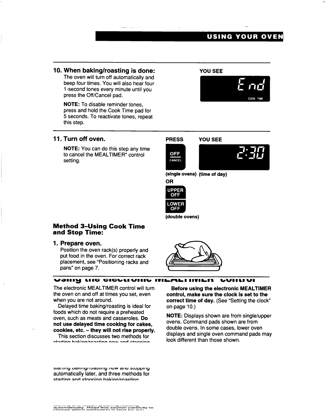 Whirlpool RBS277PD, RBS307PD, RBD307PD, RBD277PD warranty When baking/roasting is done, Method 3-Using Cook Time Stop Time 