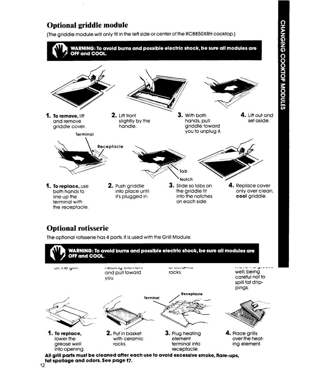 Whirlpool RC8850XRH, RC8350XRH manual Optional griddle module, Optional rotisserie 