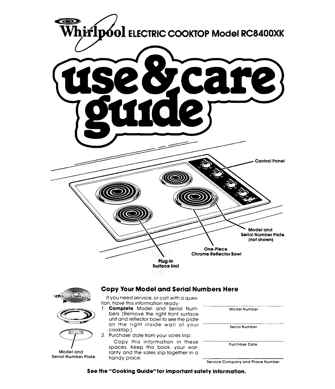 Whirlpool manual Model RC8400XK 